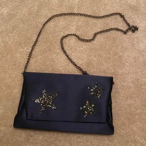 Inge Christopher navy blue satin after 5 crossbody.